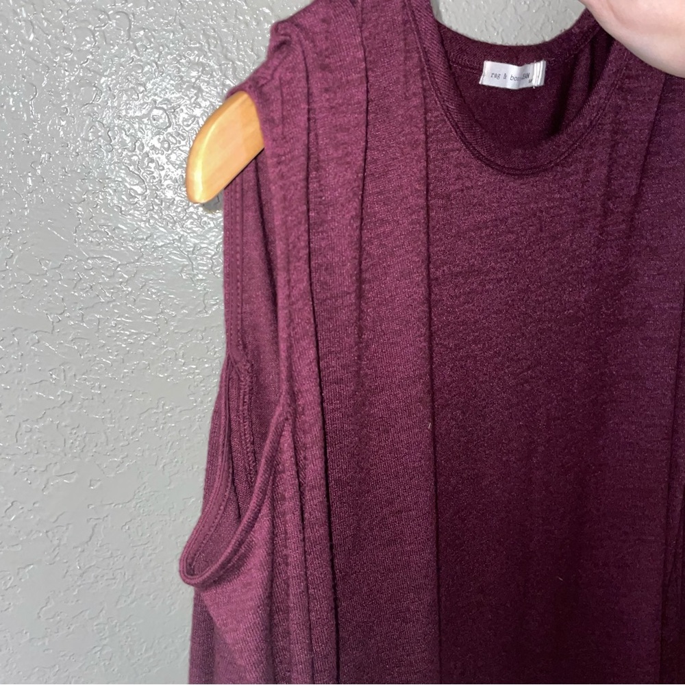Rag & Bone Jean Purple Port Long Sleeve Slash Cutout Top Tee - Picture 9 of 10
